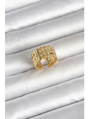 Renas Store 316L Çelik Gold Renk Hasır Model Kadın Yüzük - TJ-BYK4161