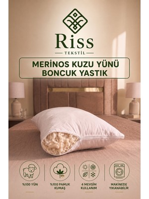 Riss Tekstil %100 Merinos Kuzu Yünü Dolgulu Boncuk Yastık ( 50 x 70cm / 1000gr )