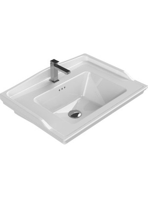 MarkEntegra Etajerli Turkuaz Seramik Lavabo 65X48 cm Modern Kullanım