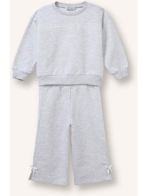 DeFacto Bisiklet Yaka Basic Sweatshirt Esnek Belli Eşofman Altı 2'li Takım Kız Bebek I5623A526WN