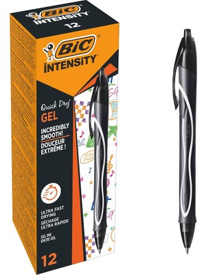 Hepta Collection Bıc Gel-Ocity Quick Dry Hizli Kuruyan Jel Kalem 12'li Kutu Siyah, 0.7 mm Orta Kalınlıkta Uç, Hızlıca