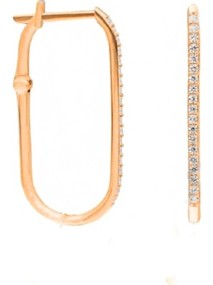 Eva Pırlanta Dikdörtgen Küpe 717109 Rose