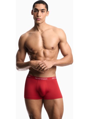 Emporio Armani Erkek Normal Kalıp Logo Imzalı Elastik Bel Bantlı Kırmızı Boxer EM000231 AF25029-U5069