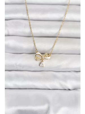 Renas Store 316L Çelik Zincir Gold Renk Fiyonk Model Kadın Kolye TJ-BKO11092