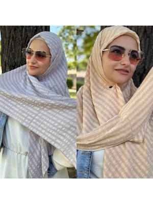 ALDAIYR 2 Jakarlı Pamuk Caz Eşarp 120X120 Pamuk