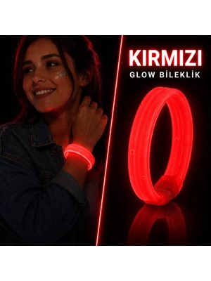Uravas Store Kırmızı Kalın Glow Bileklik – Kırılarak Yanan Parti ve Festival Bilekliği