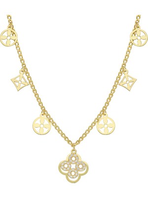 Eva Pırlanta Linda Taşlı Kolye 718910 Gold