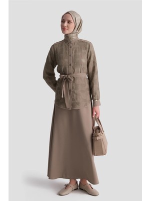 Armine Jakarlı Tunik Takım Vizon