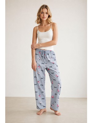 Ziccho Beli Lastikli Desenli Pamuklu Kadın Pijama Altı