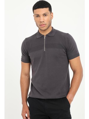 Dufy Erkek Slim Fit Polo Yaka Antrasit Triko