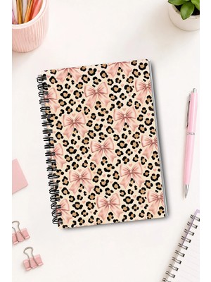 giftkonsept Pembe Fiyonklu Leopar Desenli Trend 50 Yaprak 100 Sayfa Sprialli Defter