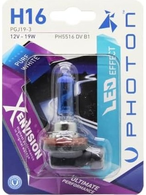 Bg Store Ampul H16 12V 19W Xen Vision (Tekli Blister) (Beyaz Işık) 6000K Pht PH5516 Dv B1