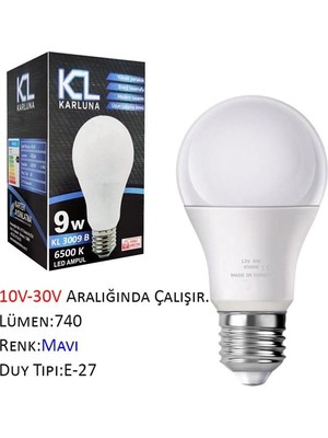 Renas Store 12V (10V-30V Aralığında Çalışır) Mavi LED Ampül 9W