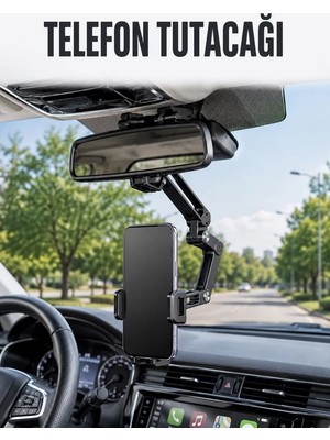 Renas Store Araç Dikiz Aynası Telefon Tutucu Ayarlanabilir Katlanabilir Navigasyon Telefon Standı