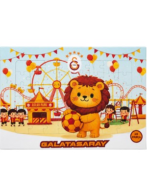 Galatasaray Lisanslı 48 Parça Puzzle - Aslan Park Illüstrasyonlu Çocuk Yapboz