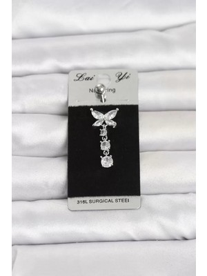 Renas Store 316L Cerrahi Çelik Sallantılı Kelebek Model Göbek Piercing TJ-PR1409