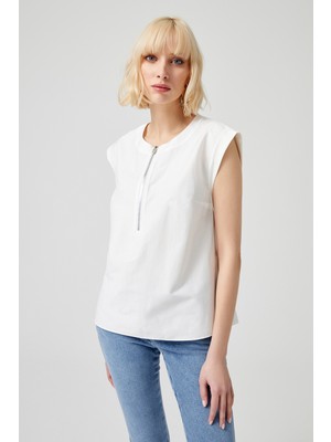 NaraMaxx Fermuarlı Poplin Bluz
