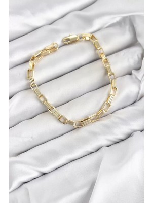 Renas Store cm Kare Halka Model Gold Renk Pirinç Kadın Bileklik TJ-BB8592