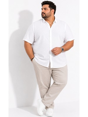 Annex Büyük Beden Pamuklu Kısa Kollu Erkek Gömlek