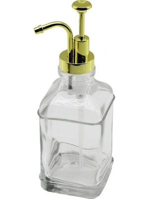 Renas Store Kare Cam Şişe - Şeffaf Sıvı Sabunluk 500ML Pompa - Musluk Ayrık Model Başlı (5047)