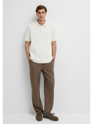 Mavi Beli Lastikli Müslin Kahverengi Jogger Pantolon 0010596-83866