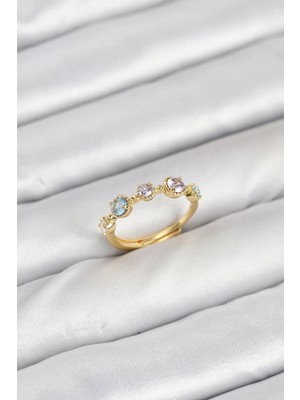 Renas Store Pirinç Gold Renk Renkli Zirkon Taşlı Kadın Yüzük - TJ-BYK3866