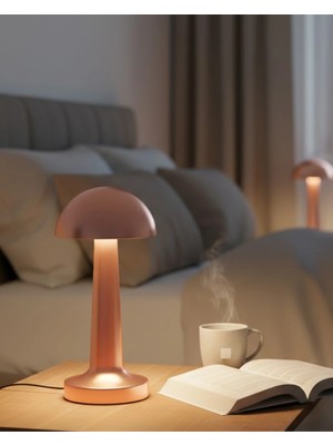 Renas Store Şarjlı Mantar Masa Lambası 3 Seviyeli Dokunmatik LED USB Şarj Özellikli