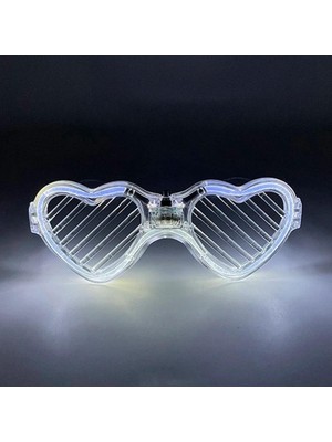 Renas Store Beyaz LED Işıklı Kalp Gözlük – 3 Modlu Parti &amp; Glow Gözlüğü