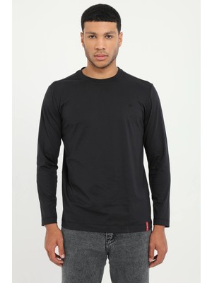 Dufy Erkek Regular Fit Bisiklet Yaka Siyah Sweatshirt