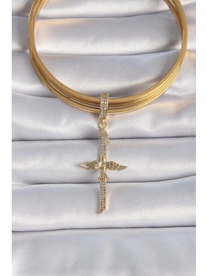 Renas Store Pirinç Gold Renk Zirkon Taş Detaylı Elif Model Anka Kuşu Figür Ajda Charm