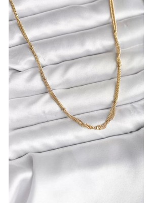 Renas Store 14K Gold Renk Kaplama Topçuk Zincirli Model cm Kadın Kolye - TJ-BKO10734