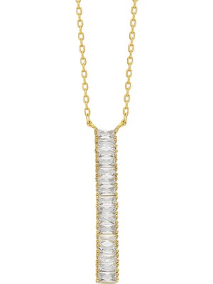 Eva Pırlanta Dikey Taşlı Kolye 718924 Gold
