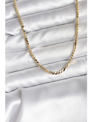 Renas Store 14K Gold Renk Kaplama Ezme Yılan Zincir Model cm Kadın Kolye - TJ-BKO10735