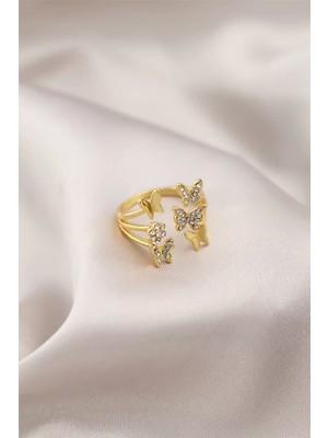 Renas Store Gold Renk Metal Kelebek Model Kadın Yüzük - TJ-BYK2191