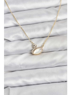 Belirtilmemiş Pirinç Gold Renk Kuğu Model Kadın Kolye