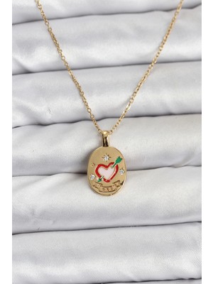 Renas Store 316L Çelik Zincir Gold Renk Kalp Figürlü Kadın Kolye
