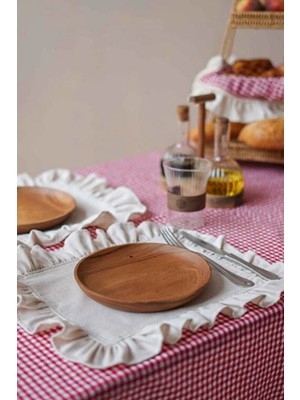 Kai Home 6lı Ham Keten Fırfır Detaylı Amerikan Servis/ Supla 40CM