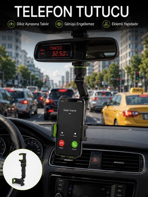Renas Store Ayarlanabilir Dikiz Aynası Telefon Tutucu Görüş Açısını Engellemeyen Araç Aparatı