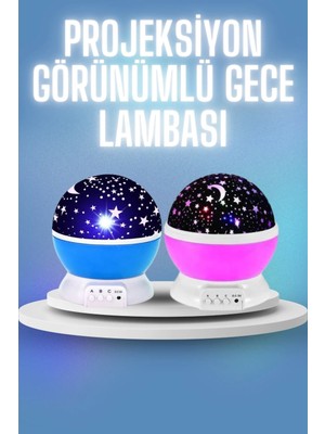 Astraltech Renkli Yıldızlı Gökyüzü Projeksiyon Gece Lambası Pilli ve USB Kablolu