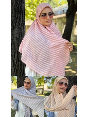 ALDAIYR 3 Jakarlı Pamuk Caz Eşarp 120X120 Pamuk