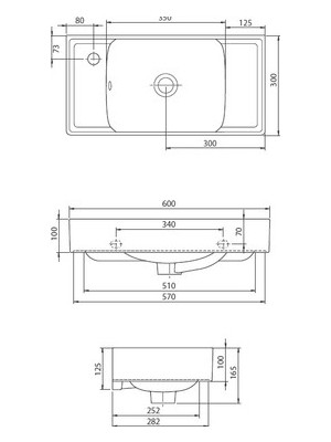 MarkEntegra Sol Delikli 60X30 cm Etajerli Seramik