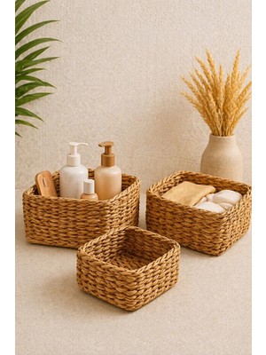 Kai Home Hasır 3lü Kare Düzenleyici/sepet/organizer
