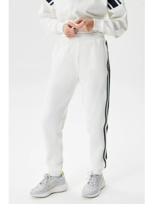 Lacoste Women's Joggers Slim Fit Renk Bloklu Organik Pamuk Kadın Eşofman Altı Beyaz