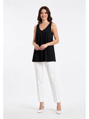 SSO A Kesim V Yaka Askılı Kolsuz Basic T-Shirt