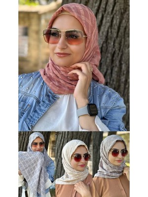 ALDAIYR 4 Jakarlı Pamuk Caz Eşarp 120X120 Pamuk Ikinci Desen