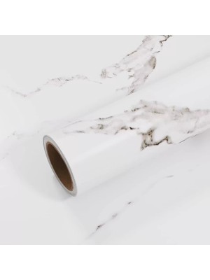 Renas Store Beyaz Mermer Desenli Yapışkanlı Kaplama Kağıdı  Büyük Boy 5 Metre