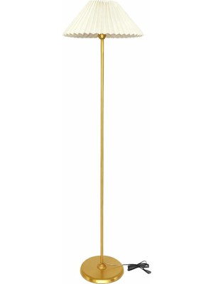 Venüs Nova Venüs Acrux | Modern Gold Metal Lambader | Krem Kısa Kırma Pvc Başlık | Ayaklı Aydınlatma