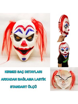 Renas Store Mey Ithalat® Kızıl Saçlı Joker Palyaço Maskesi