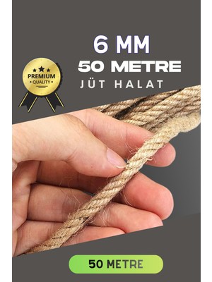 Renas Store 6 mm 50 Metre Jüt Halat Dekoratif Hasır Ip Urgan Süs