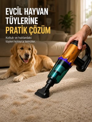 Renas Store Yüksek Çekiş Gücüne Sahip Şarjlı El Süpürgesi Araç ve Ev Kullanımına Uygun